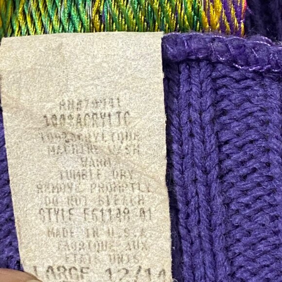 Vintage Girltown Prep Club Cardigan Sweater Girls 12 to 14 Purple Candycore - Picture 5 of 5